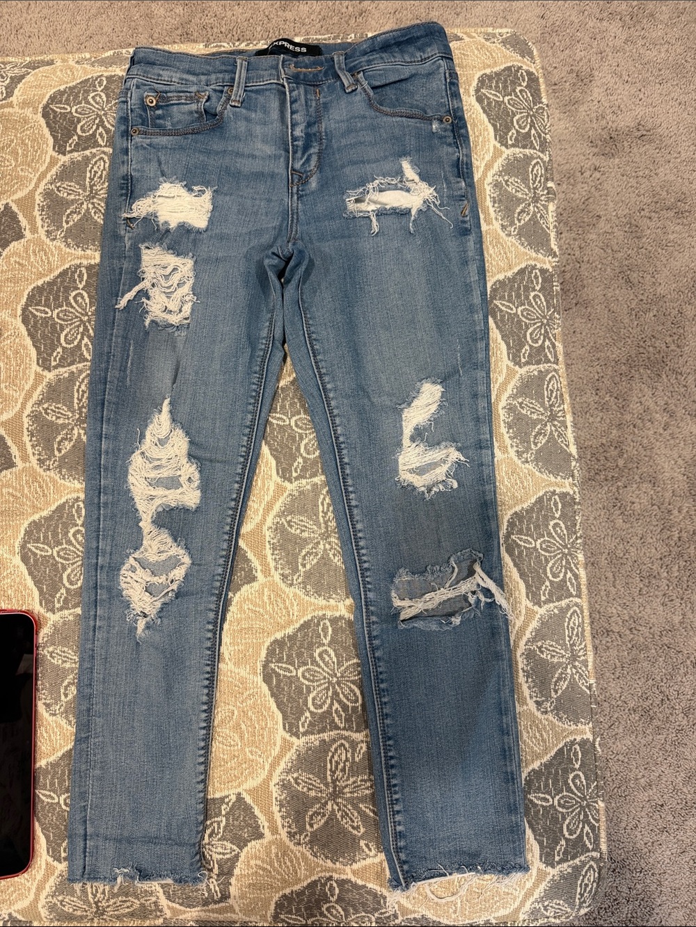 Distressed Light Blue Women's Skinny Jeans - express